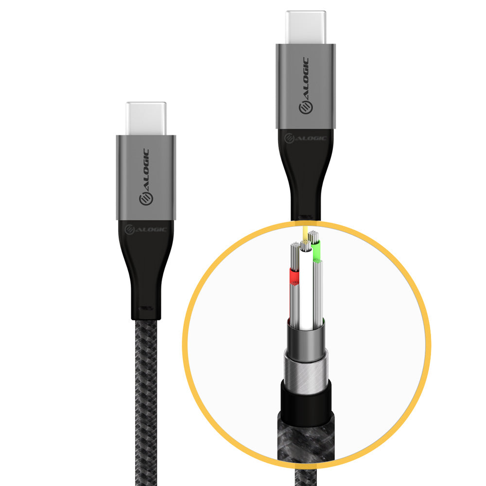 Super Ultra USB 2.0 USB-C to USB-C Cable - 5A/480Mbps - Space Grey - 1.5m
