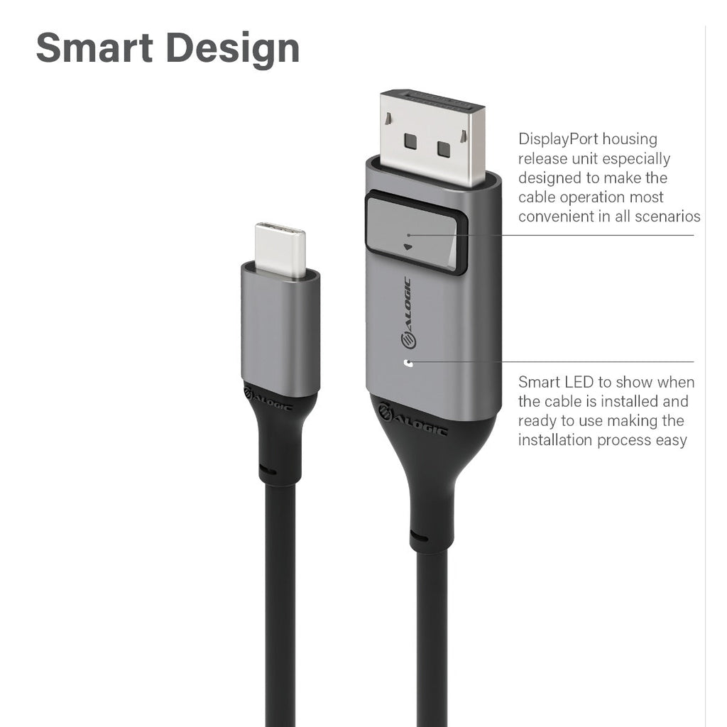 USB-C (Male) to DisplayPort (Male) Cable - Ultra Series - 4K 60Hz -Space Grey - 2m