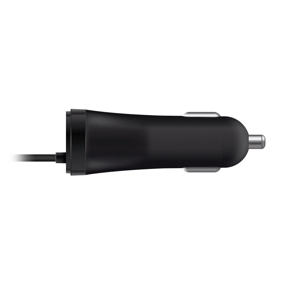 2 Port USB-C & USB-A Car Charger with Integrated Cable