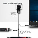 USB-C Laptop/Macbook Wall Charger 45W with Power Delivery & USB-A Charging Ports Ð Travel Edition with AU, EU, UK, US Plugs