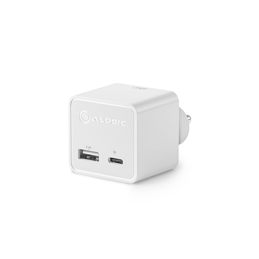 2 Port USB-C & USB-A Mini Wall Charger Ð 3A + 2.4A Ð 17W