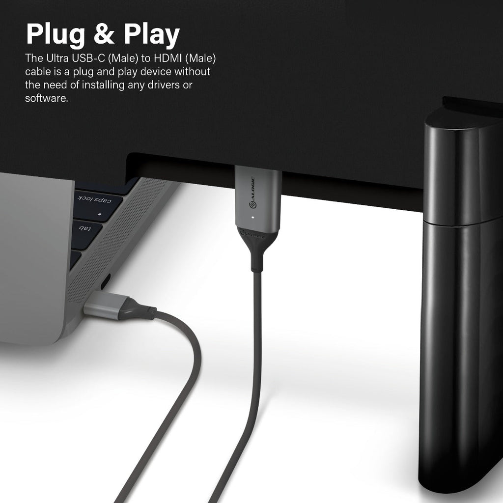 USB-C (Male) to HDMI (Male) Cable - Ultra Series - 4K 60Hz - Space Grey - 1m