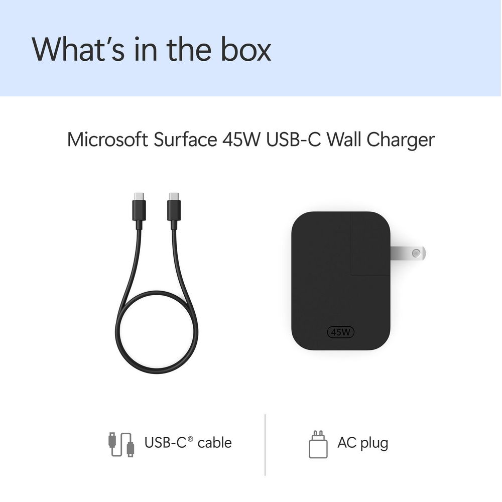 Microsoft Surface 45W USB-C Wall Charger CM with fast charging support for Surface devices