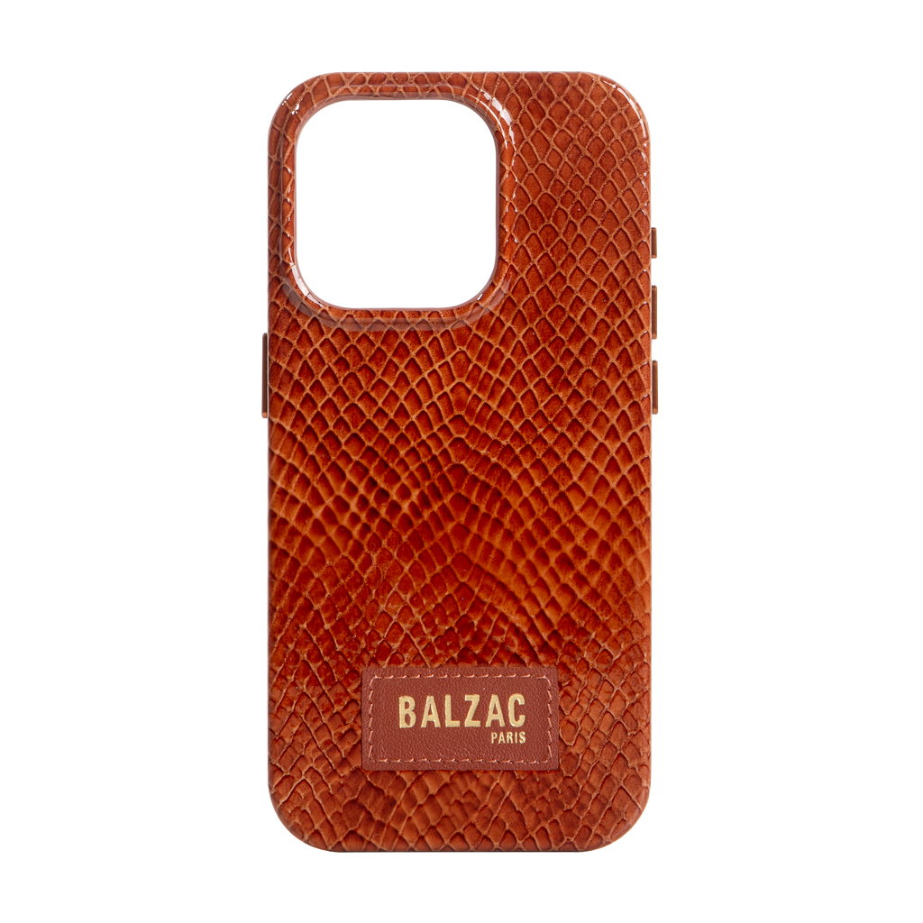 Embossed Cognac Case for iPhone 14