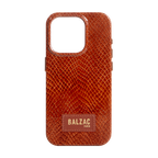 Embossed Cognac Case for iPhone 16