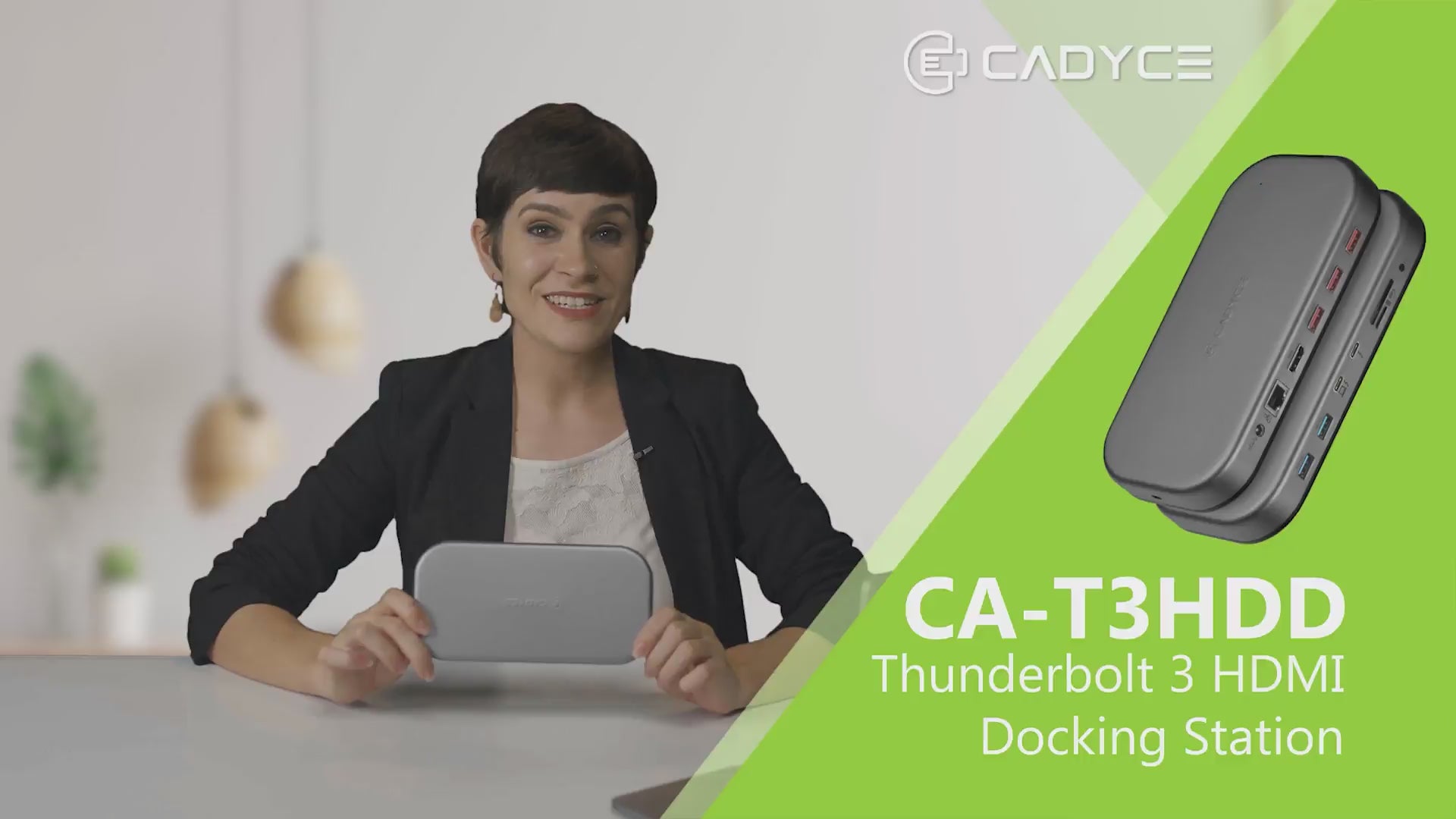Cadyce CA‑T3HDD Thunderbolt™ 3 HDMI Docking Station front panel, view labeled ‘t3hdd b’