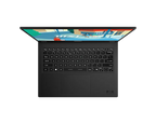Black laptop with colorful screen on a white background