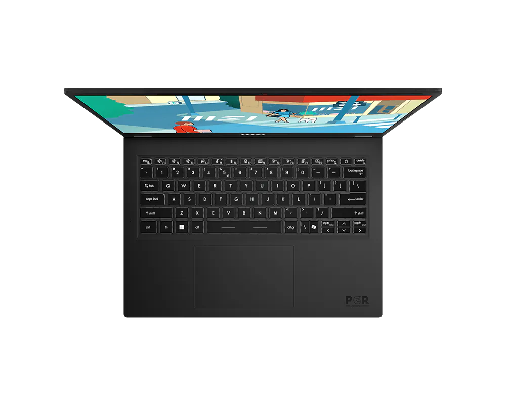 Black laptop with colorful screen on a white background