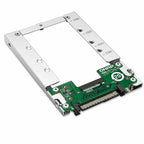 An ONA3 2.5-inch SATA SSD enclosure frame with a silver metal bracket and a green circuit board featuring a PCI-E slot, shown on a white background.