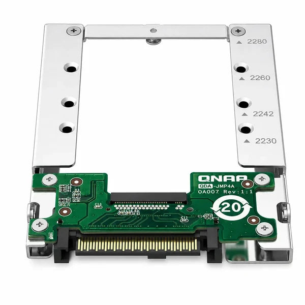 A silver metal mounting bracket with a green printed circuit board adapter module featuring a gold-plated connector, branded ONAP.