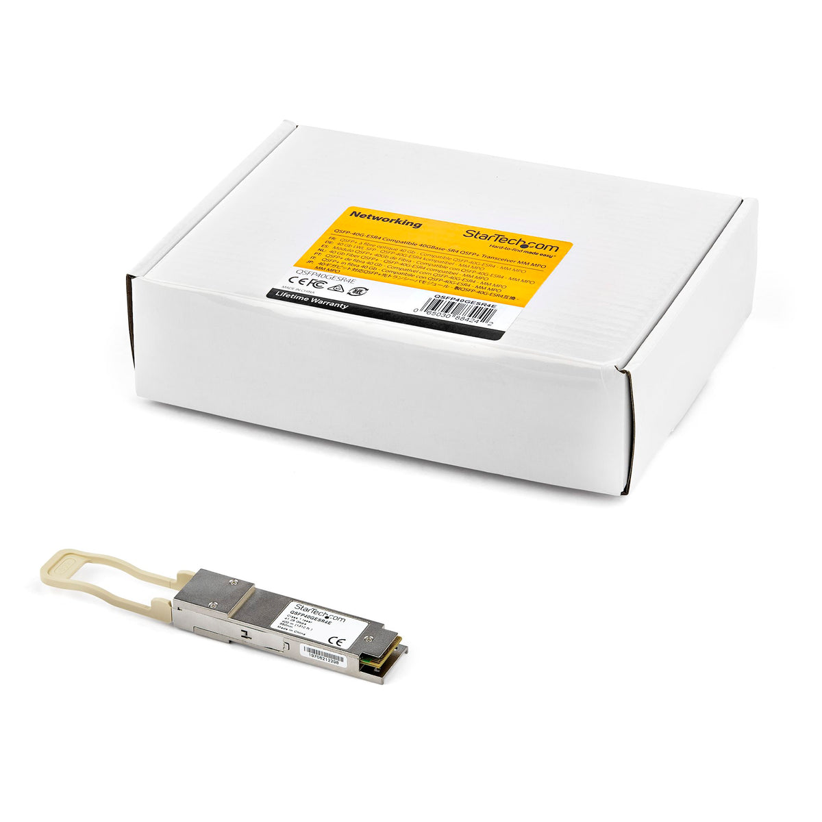 StarTech 10319-ST QSFP+ transceiver rear label and ports (view d)