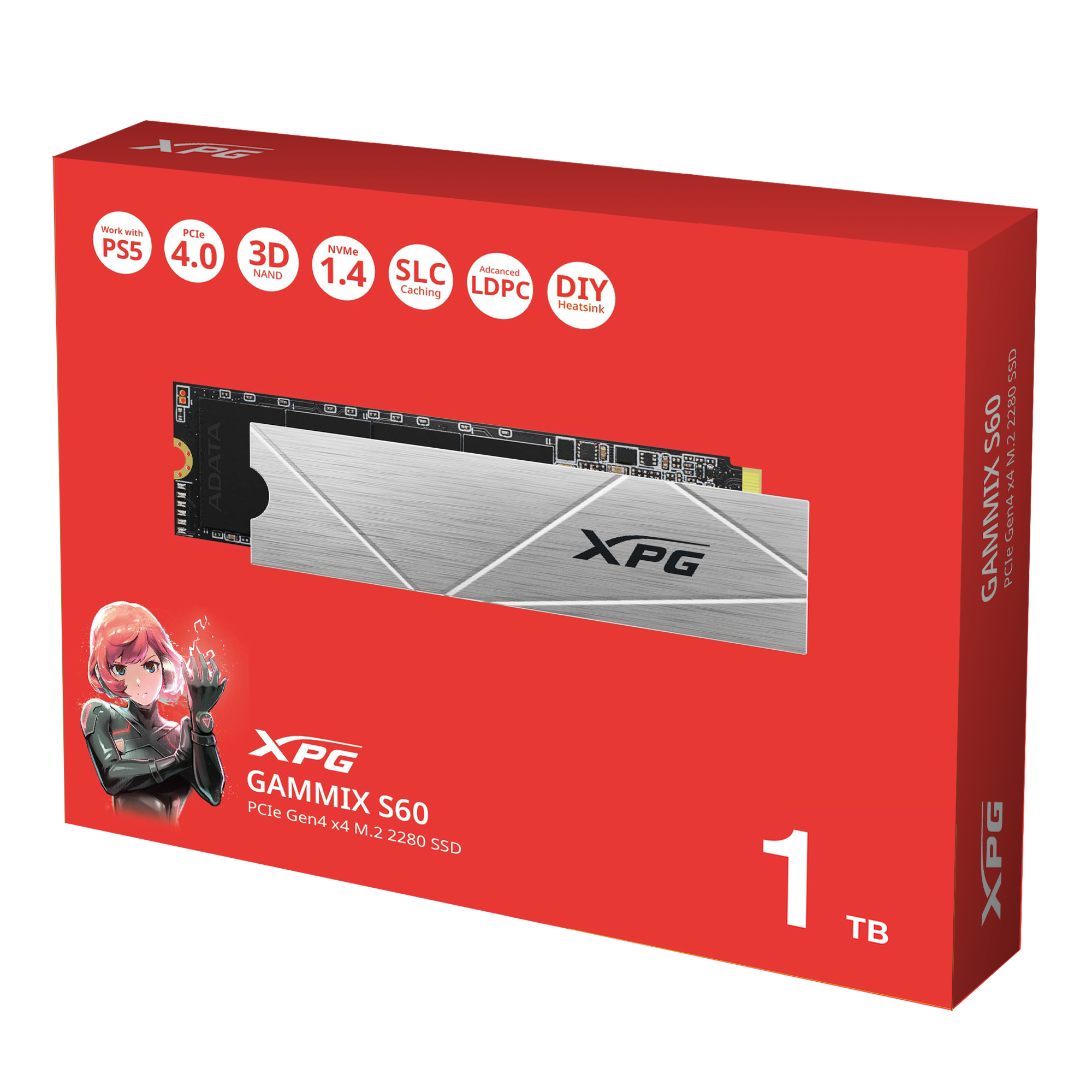 XPG GAMMIX S60 Core 1TB PCIe Gen4 M.2 2280 3D NAND Solid State Drive