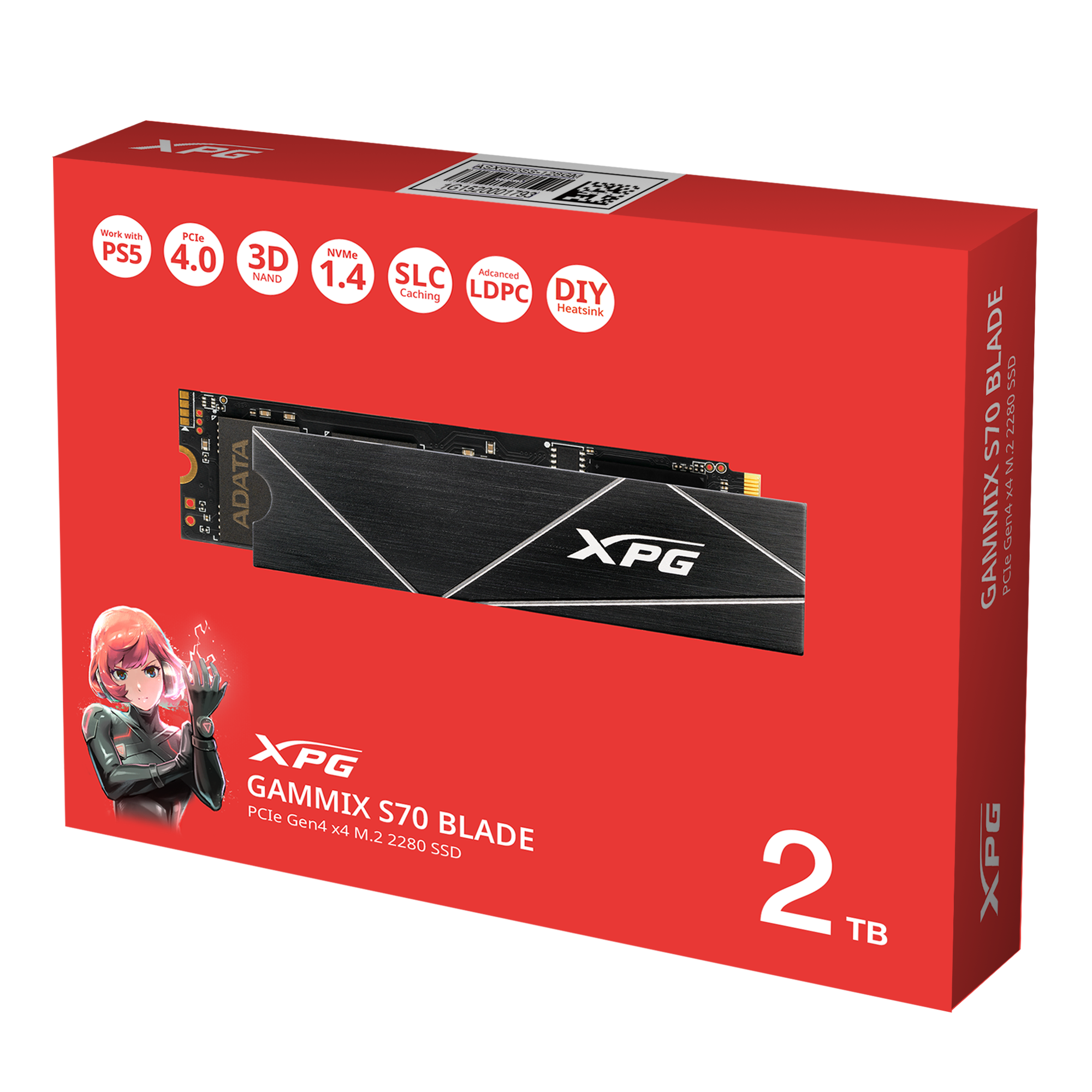 XPG GAMMIX S70 Blade M.2 NVME 2TB PCIe Gen4 Internal Solid-State Drive