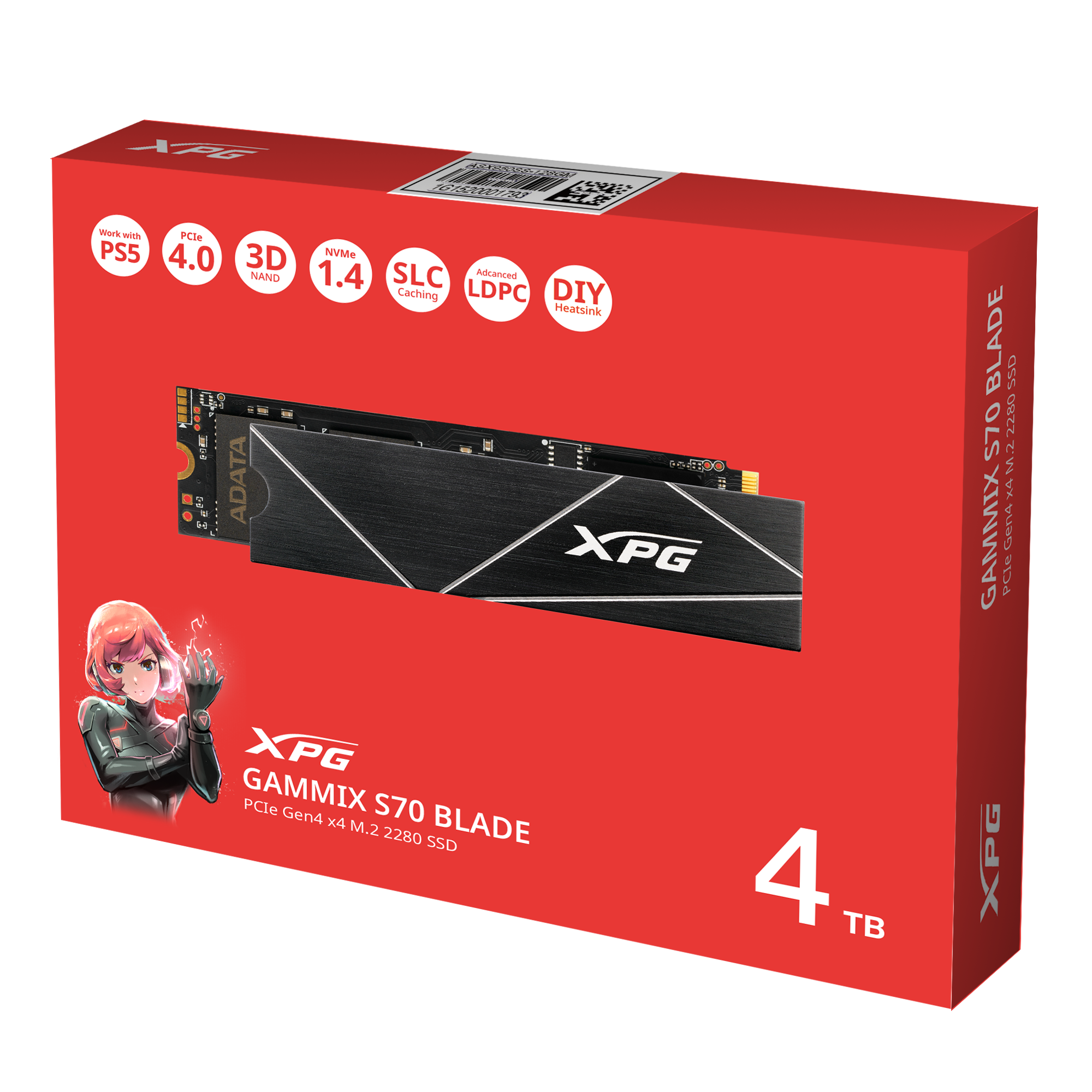 XPG GAMMIX S70 Blade M.2 NVME 4TB PCIe Gen4 Internal Solid-State Drive