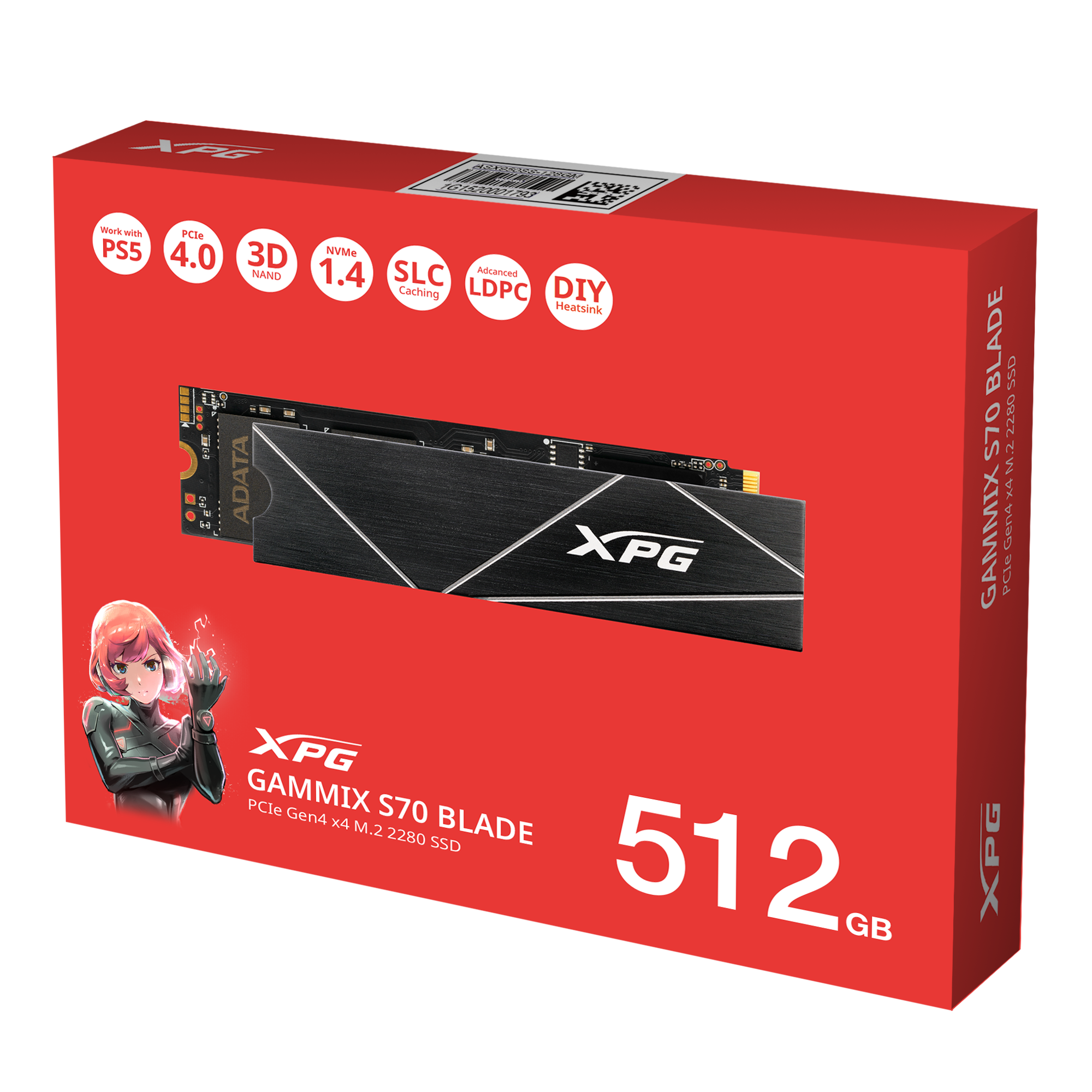 XPG GAMMIX S70 Blade M.2 NVME 512GB PCIe Gen4 Internal Solid-State Drive