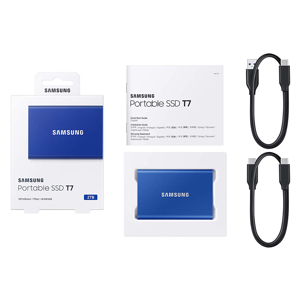 Samsung T7 2TB Portable USB 3.2 Gen 2 Type-C Blue External SSD