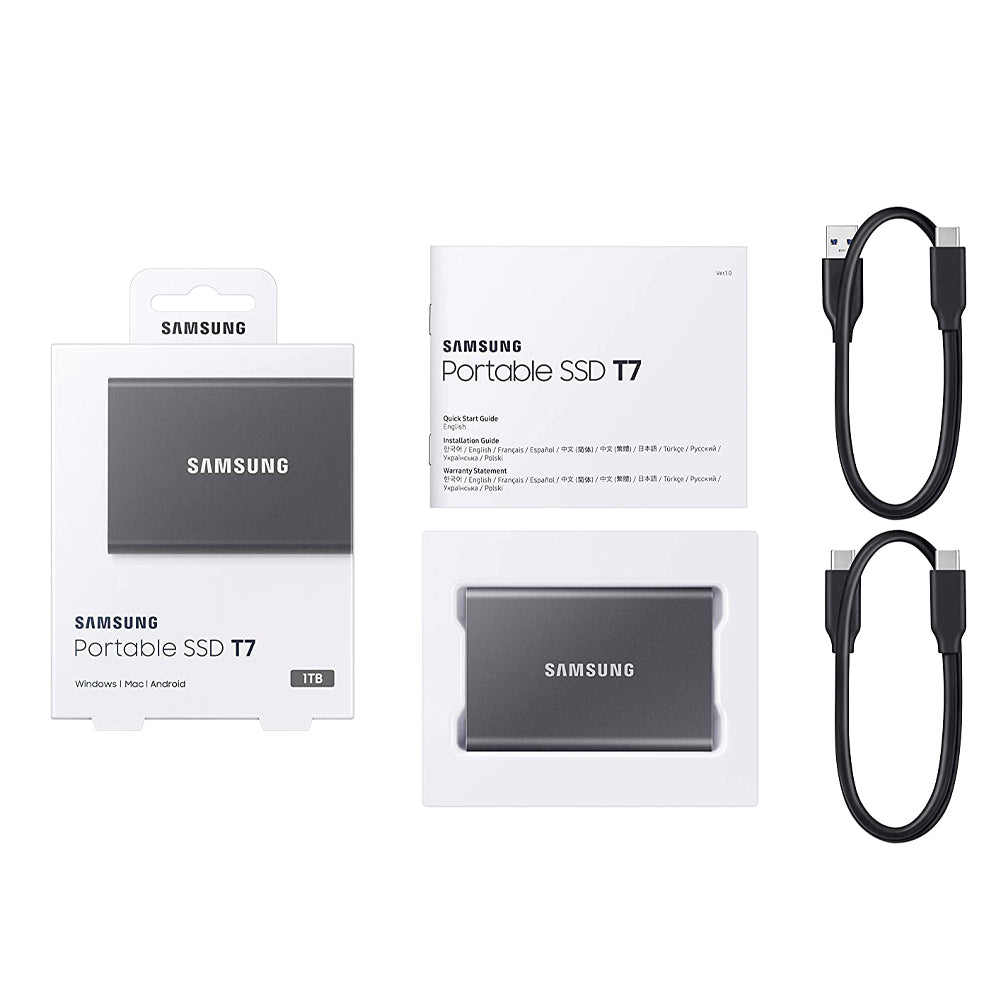 Samsung T7 1TB Portable USB 3.2 Gen 2 Type-C Gray External SSD