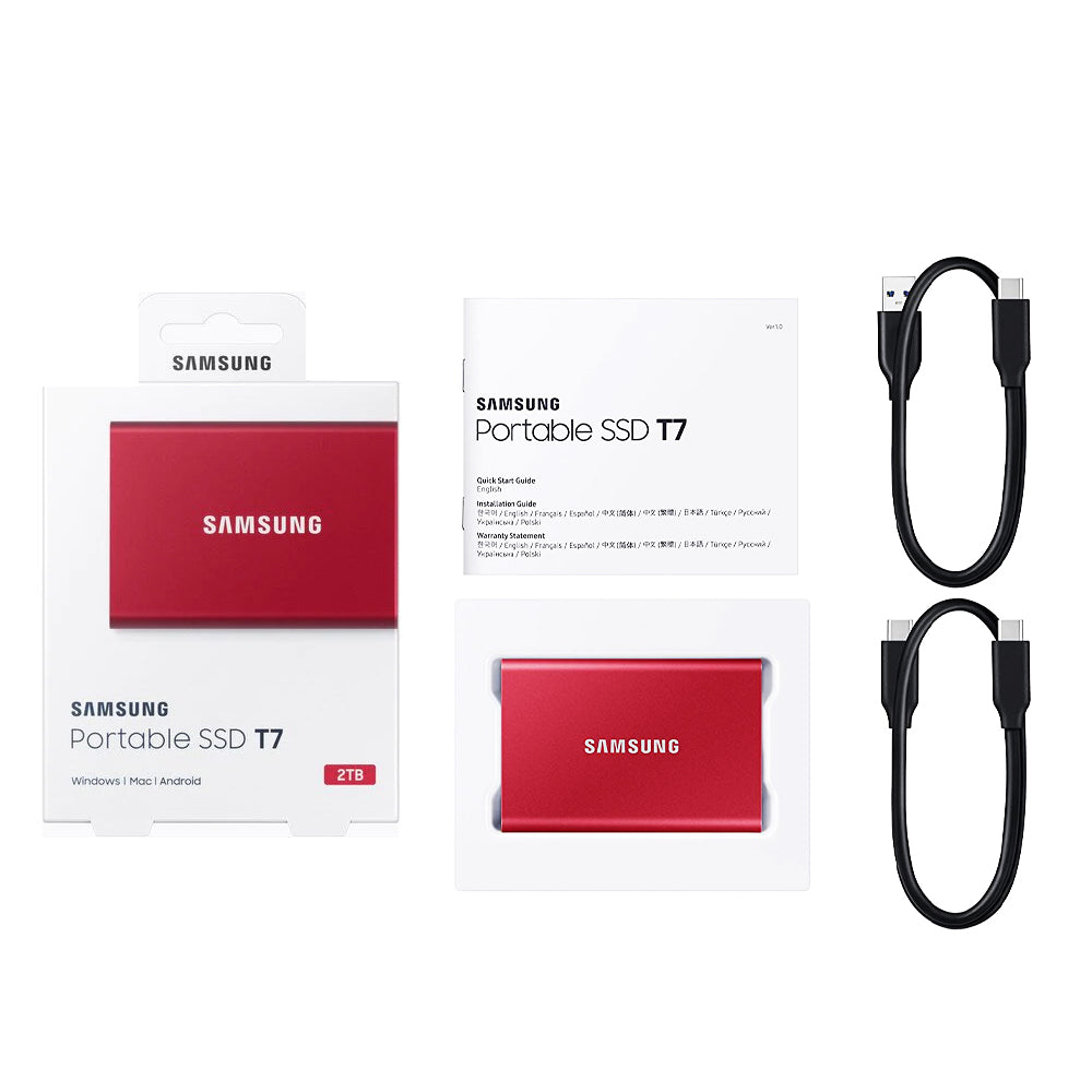Samsung T7 2TB Portable USB 3.2 Gen 2 Type-C Red External SSD