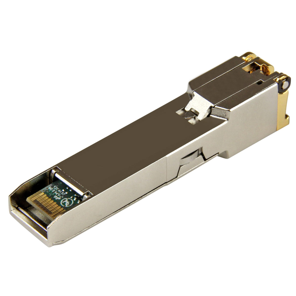 StarTech 10301-T-ST SFP+ transceiver side angle highlighting RJ‑45 port