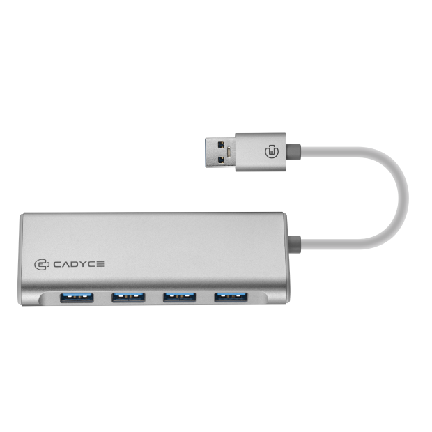 Cadyce CA-SS4H USB 3.0 4‑Port SuperSpeed Hub front view highlighting the four USB ports