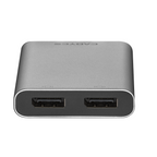Cadyce CA‑T3DP Thunderbolt 3 to Dual DisplayPort Adapter – angled shot, caption t3dp a