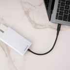 Cadyce CA‑T3DP Thunderbolt 3 to Dual DisplayPort Adapter – top view, file tag t3dp b