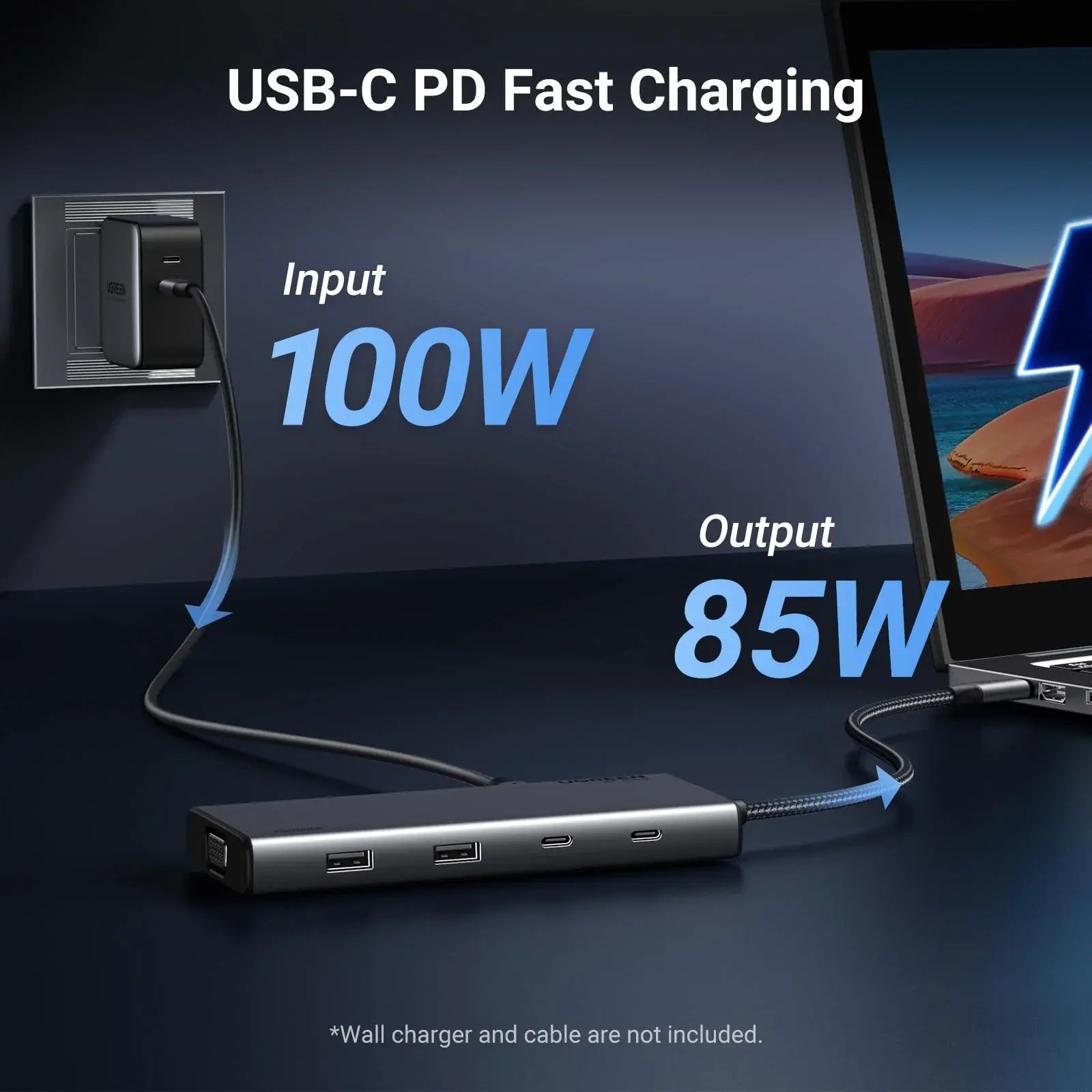 UGREEN 8-in-1 USB C 4K Docking Station Dual Monitor Triple Display Hub 2 HDMI VGA 2 USB A C 100W PD MacBook Dell HP (35588)