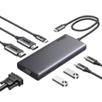 UGREEN 8-in-1 USB C 4K Docking Station Dual Monitor Triple Display Hub 2 HDMI VGA 2 USB A C 100W PD MacBook Dell HP (35588)