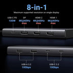 UGREEN Triple Monitor USB-C Hub 8-Port Docking Station Multi Display Adapter Type-C Dock Laptop MacBook Pro Air Surface (35625)