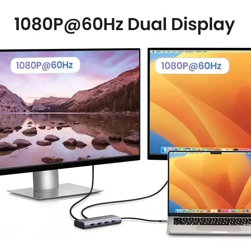 UGREEN 7-in-1 USB C Multifunctional Adapter 2 HDMI 2 USB A 3.0 3 USB A 2.0 100W PD Hub Dock Multi Port (35897)