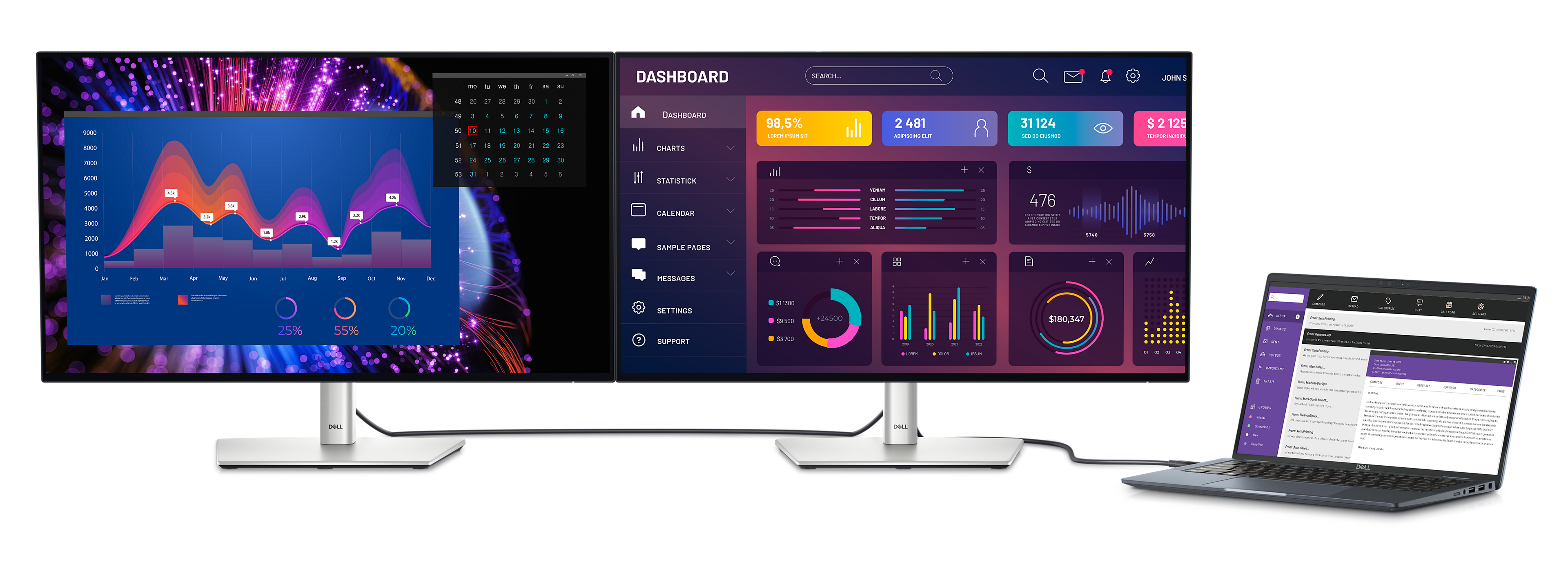 Dell U2724DE UltraSharp 27" 120Hz 2K 1440p IPS Black Panel Thunderbolt Hub Monitor