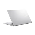 Silver laptop on a white background