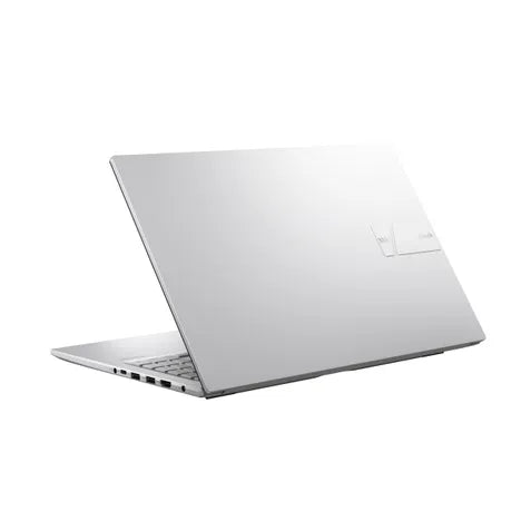 Silver laptop on a white background