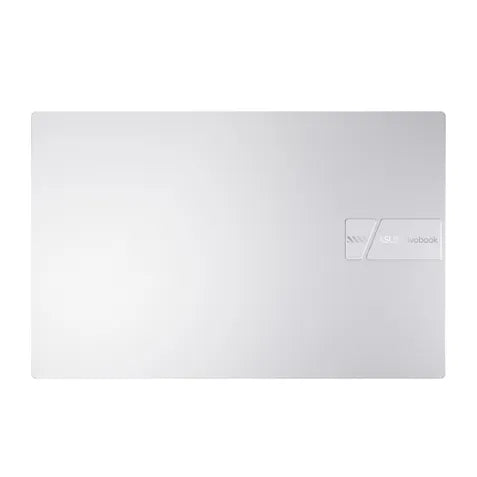 Rectangular white mirror with a brand logo on a white background