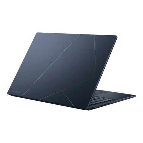 Black laptop with geometric design on a white background